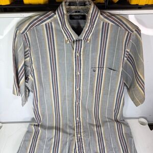 Christian Dior Monsieur Striped Button Down Short Sleeve Shirt Men Sz M Vintage